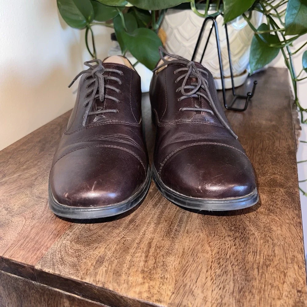 COLE HAAN ADAMS CAPTOE  BROWN LEATHER Lace Up Shoes‎ Workwear SIZE 10 (C11975)